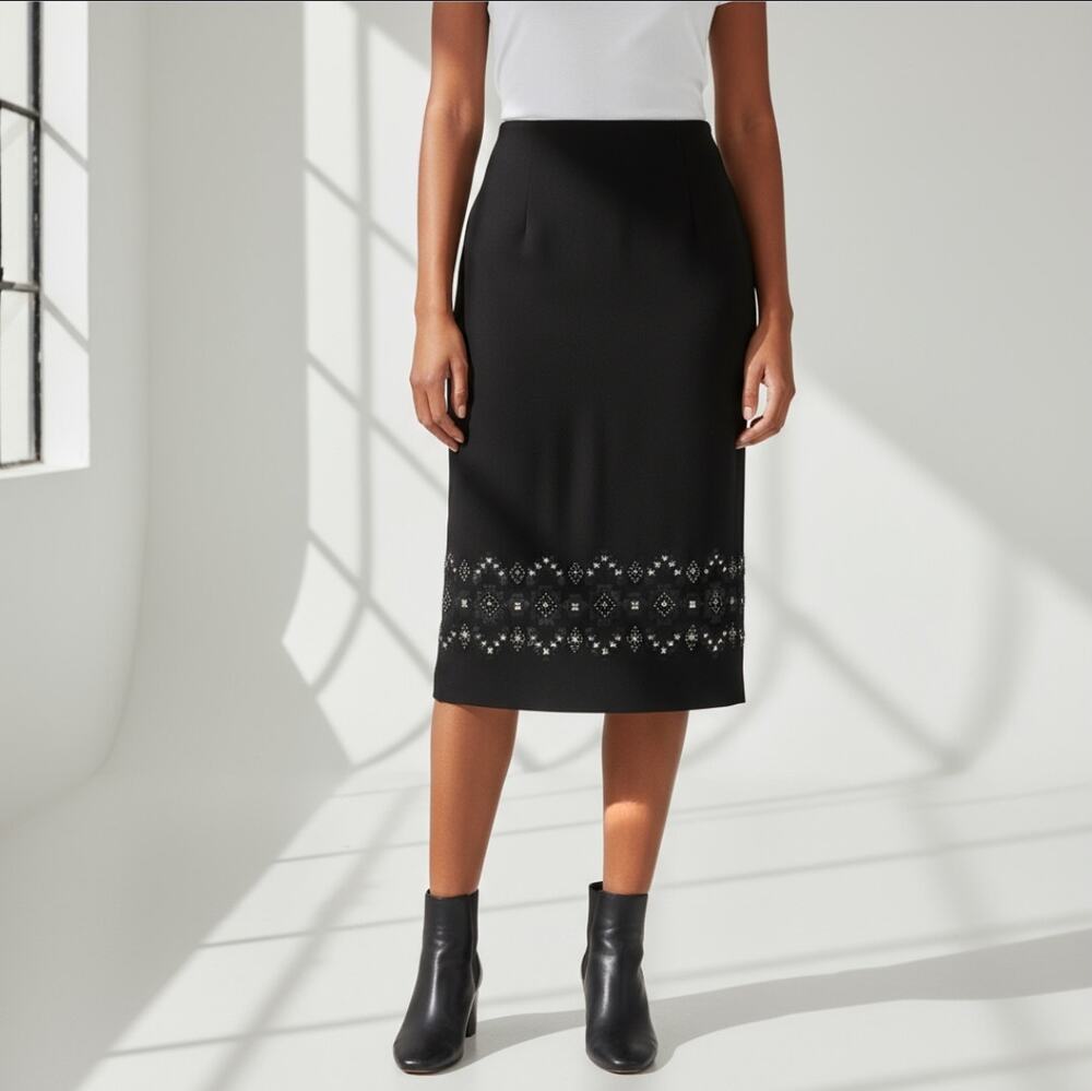 Doncaster Black Studded Midi Skirt